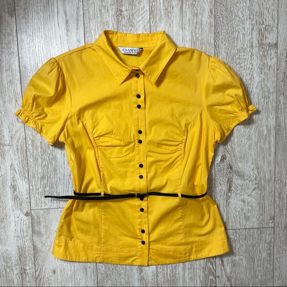 Free add on!  MEES yellow cotton 42 yellow dress shirt - Picture 1 of 6